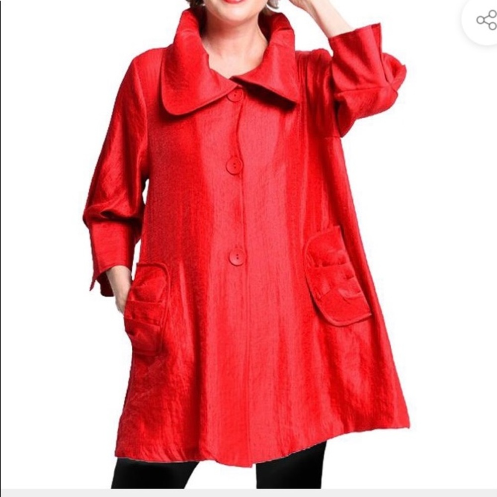 Damee NYC Green Shimmery Swing Jacket